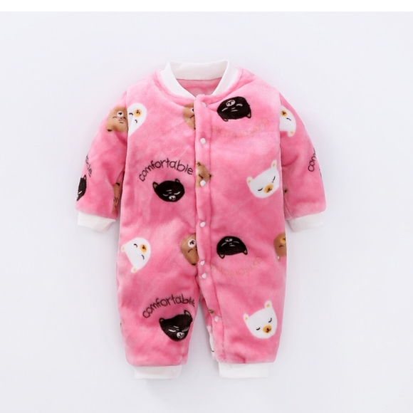 Baby Girl Bear Fleece Jumpsuit - Picture 1 of 5